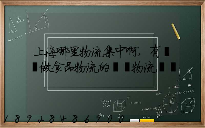 上海哪里物流集中啊,有專門做食品物流的專門物流園嗎