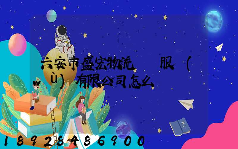 六安市盛宏物流運輸服務(wù)有限公司怎么樣