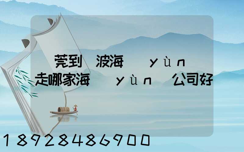 東莞到寧波海運(yùn)走哪家海運(yùn)公司好