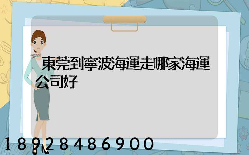 東莞到寧波海運走哪家海運公司好