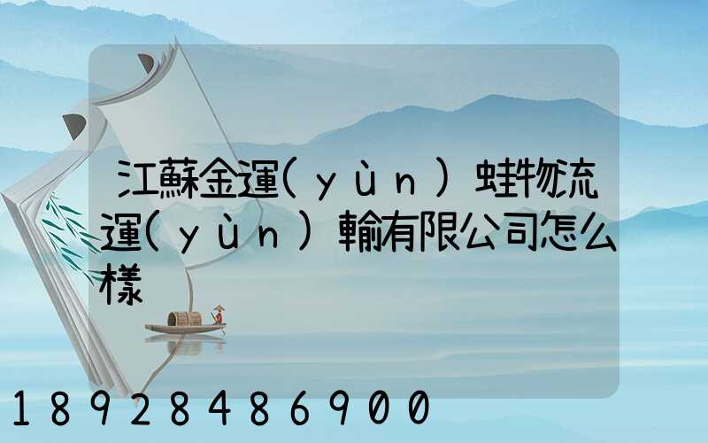 江蘇金運(yùn)蛙物流運(yùn)輸有限公司怎么樣