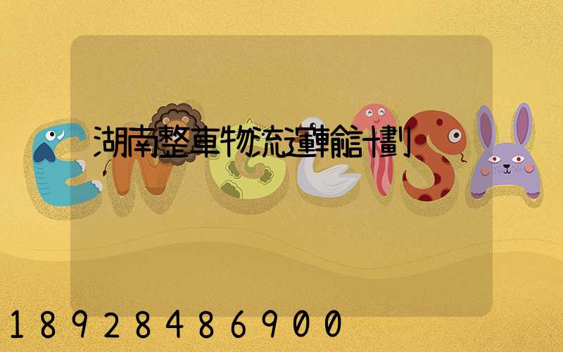 湖南整車物流運輸計劃