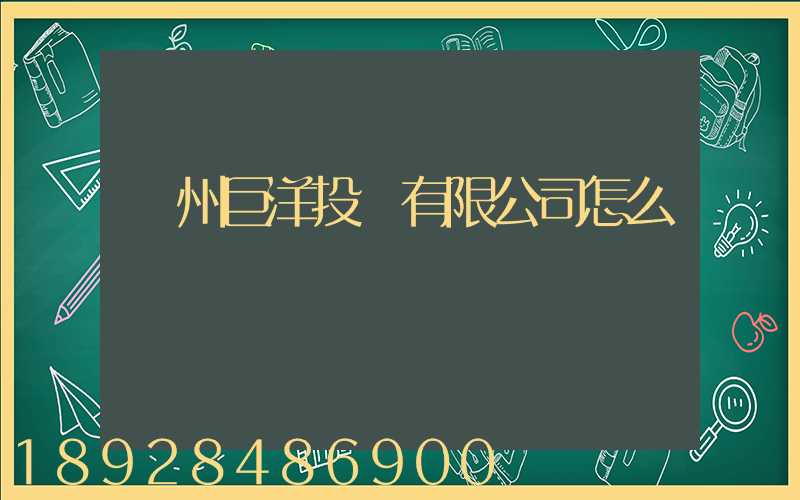 瀘州巨洋投資有限公司怎么樣